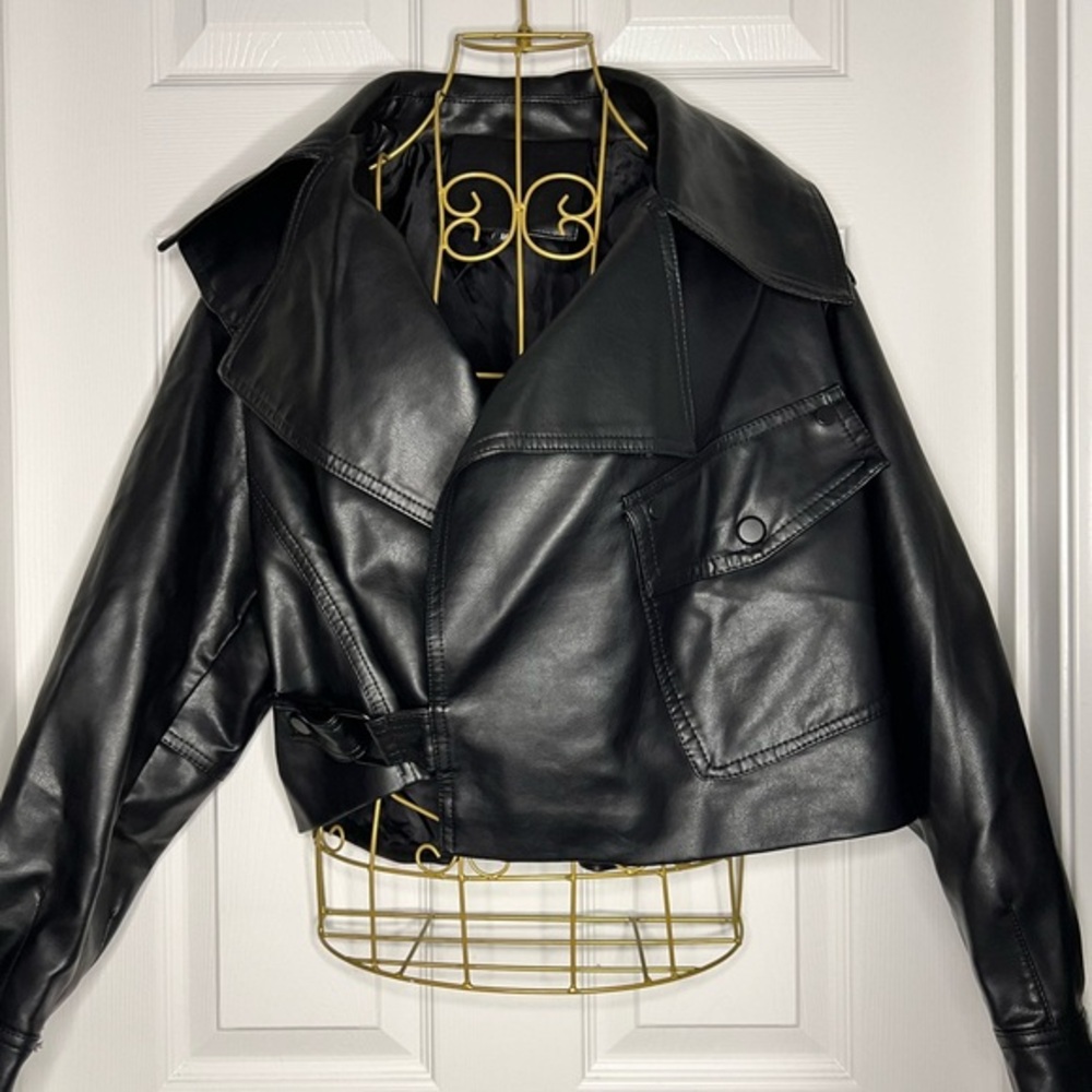 SHEIN Black vegan Leather Women's Jacket
